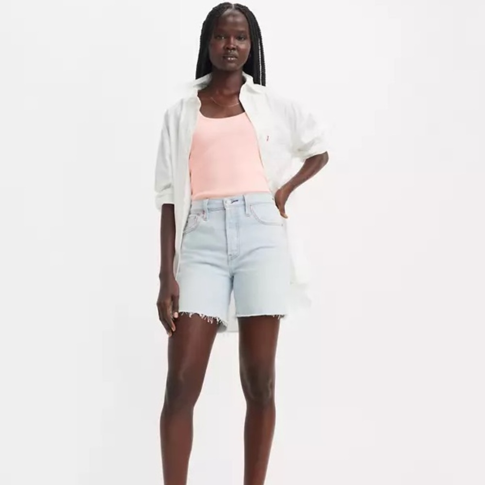 501® Mid-Thigh High Rise Straight Fit Denim Shorts